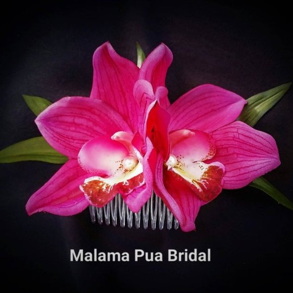 Hawaiian Silk Orchid Hair Clip - Picture 5 of 9